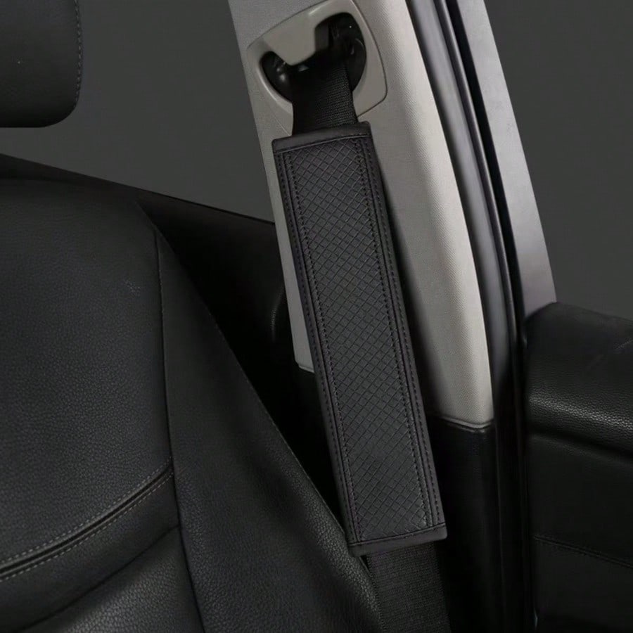 1pc PU Leather Embossed Car Seat Belt Cover, All Season Universal Auto Interior Accessories,Car Accessories