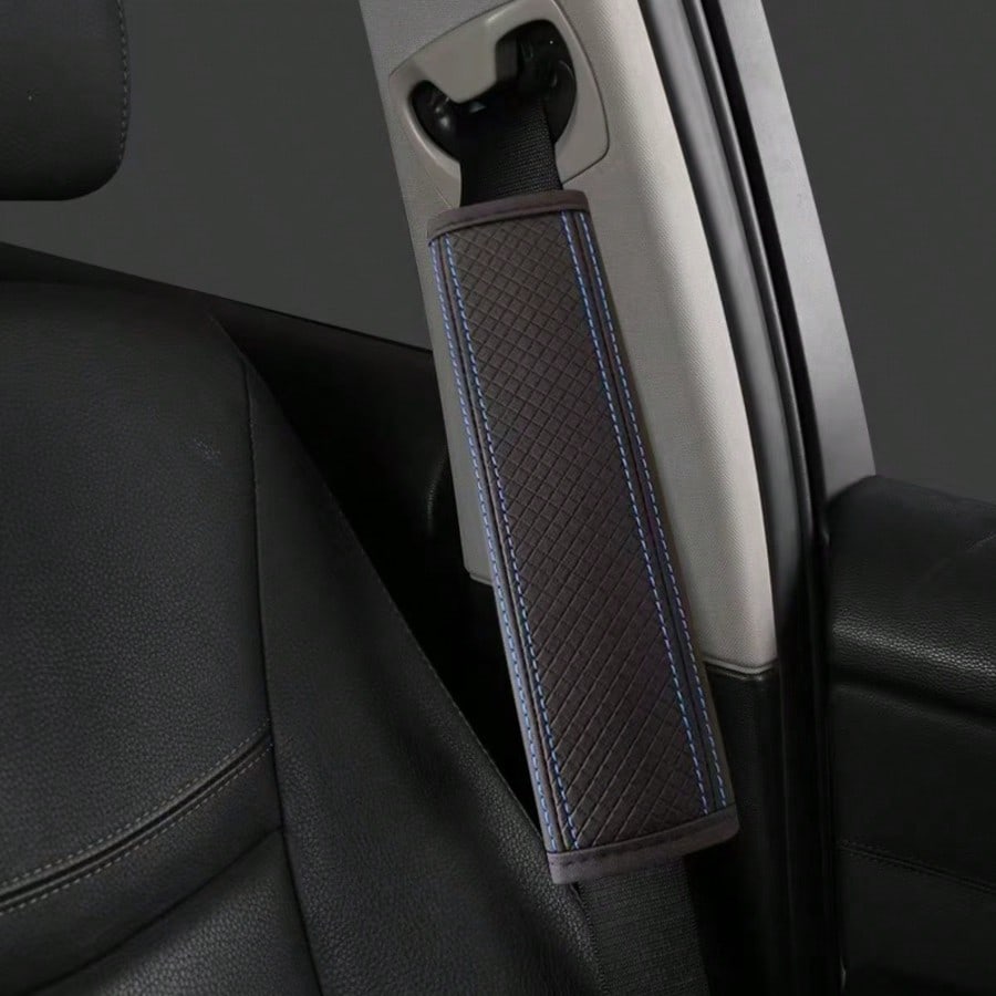 1pc PU Leather Embossed Car Seat Belt Cover, All Season Universal Auto Interior Accessories,Car Accessories