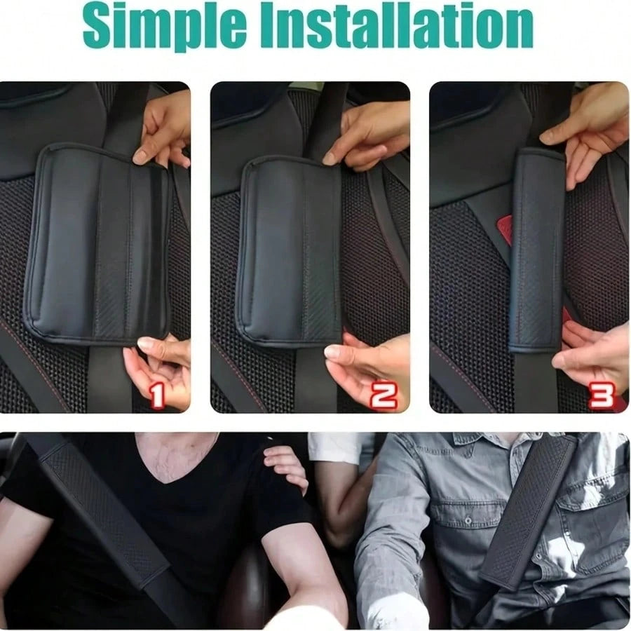 1pc PU Leather Embossed Car Seat Belt Cover, All Season Universal Auto Interior Accessories,Car Accessories