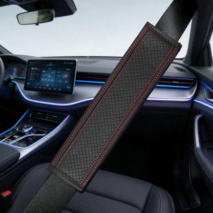 1pc PU Leather Embossed Car Seat Belt Cover, All Season Universal Auto Interior Accessories,Car Accessories