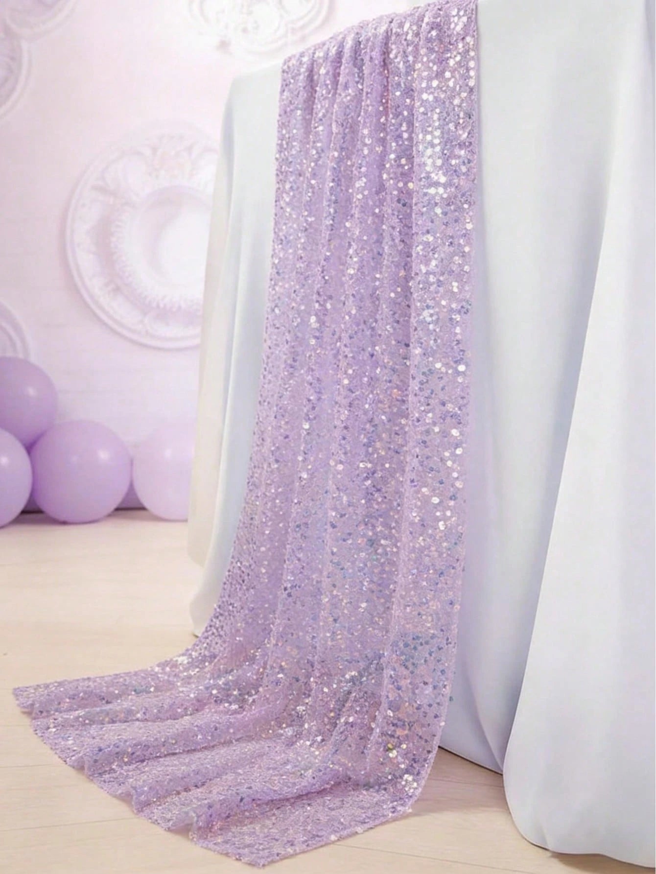 1pc Purple Mermaid Sequin Table Runner, Party Tablecloth, Tablecloth, Birthday Table Runner, Birthday Party Supplies, Baby Party Decor, Wedding Decor Supplies, Bridal Shower, Girls Birthday Gift, Part