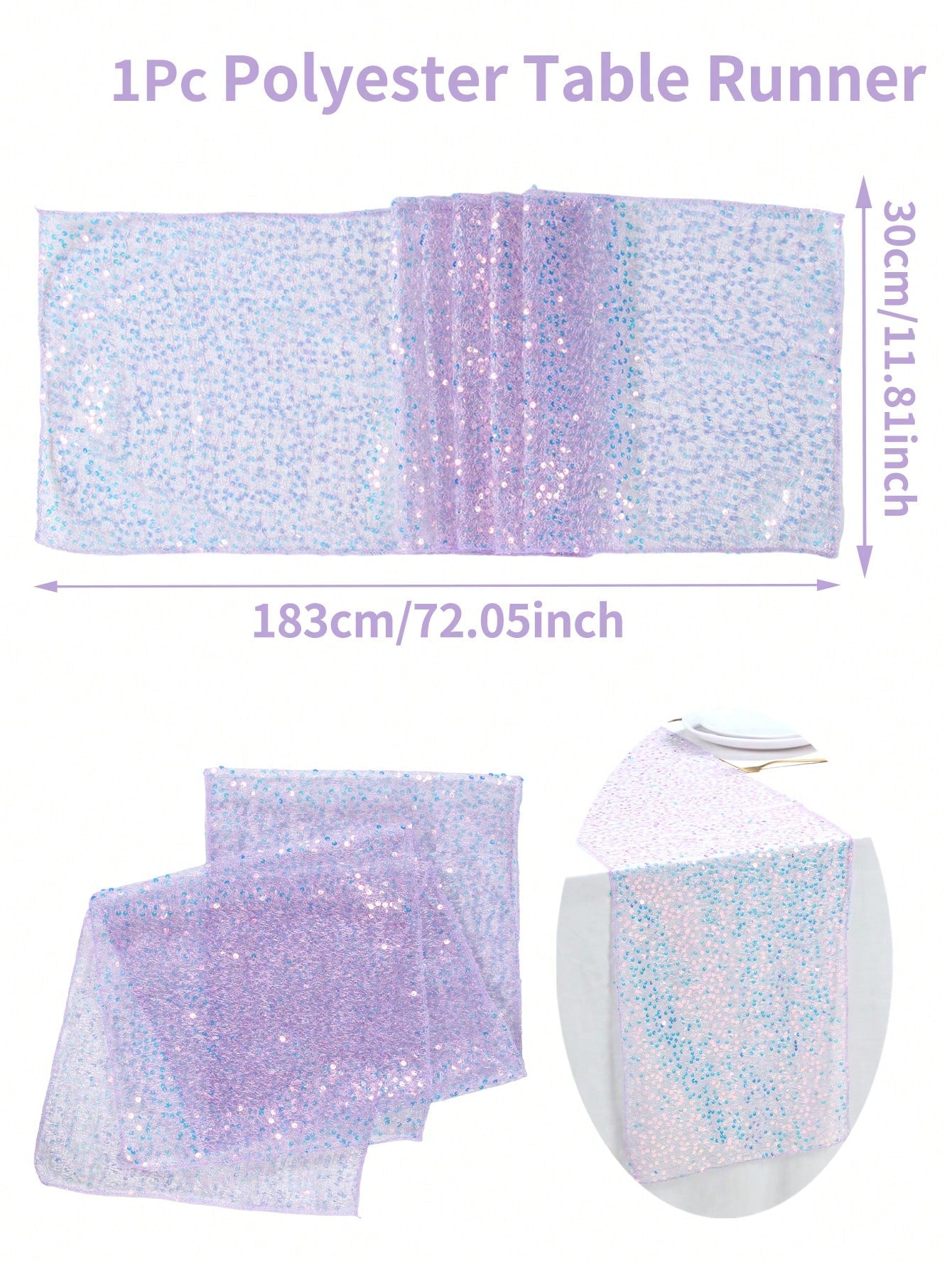 1pc Purple Mermaid Sequin Table Runner, Party Tablecloth, Tablecloth, Birthday Table Runner, Birthday Party Supplies, Baby Party Decor, Wedding Decor Supplies, Bridal Shower, Girls Birthday Gift, Part