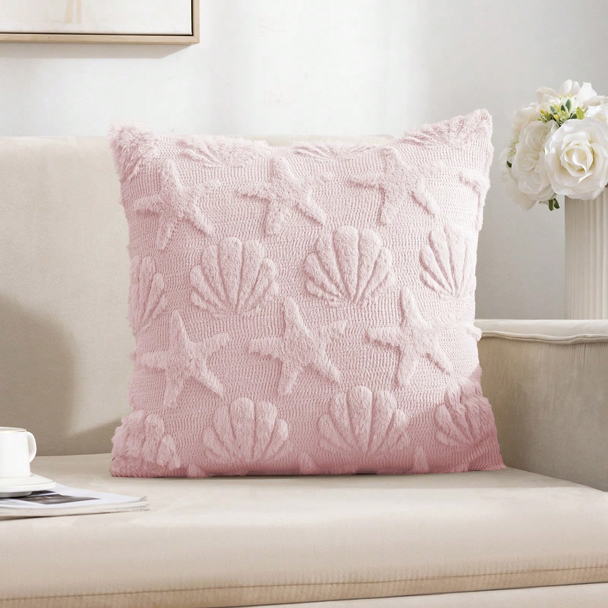 1pc Quilted Floral Plush Pillow Cover, Modern Style, Suitable For Home Decor In Living Room, Bedroom, Sofa, All Season