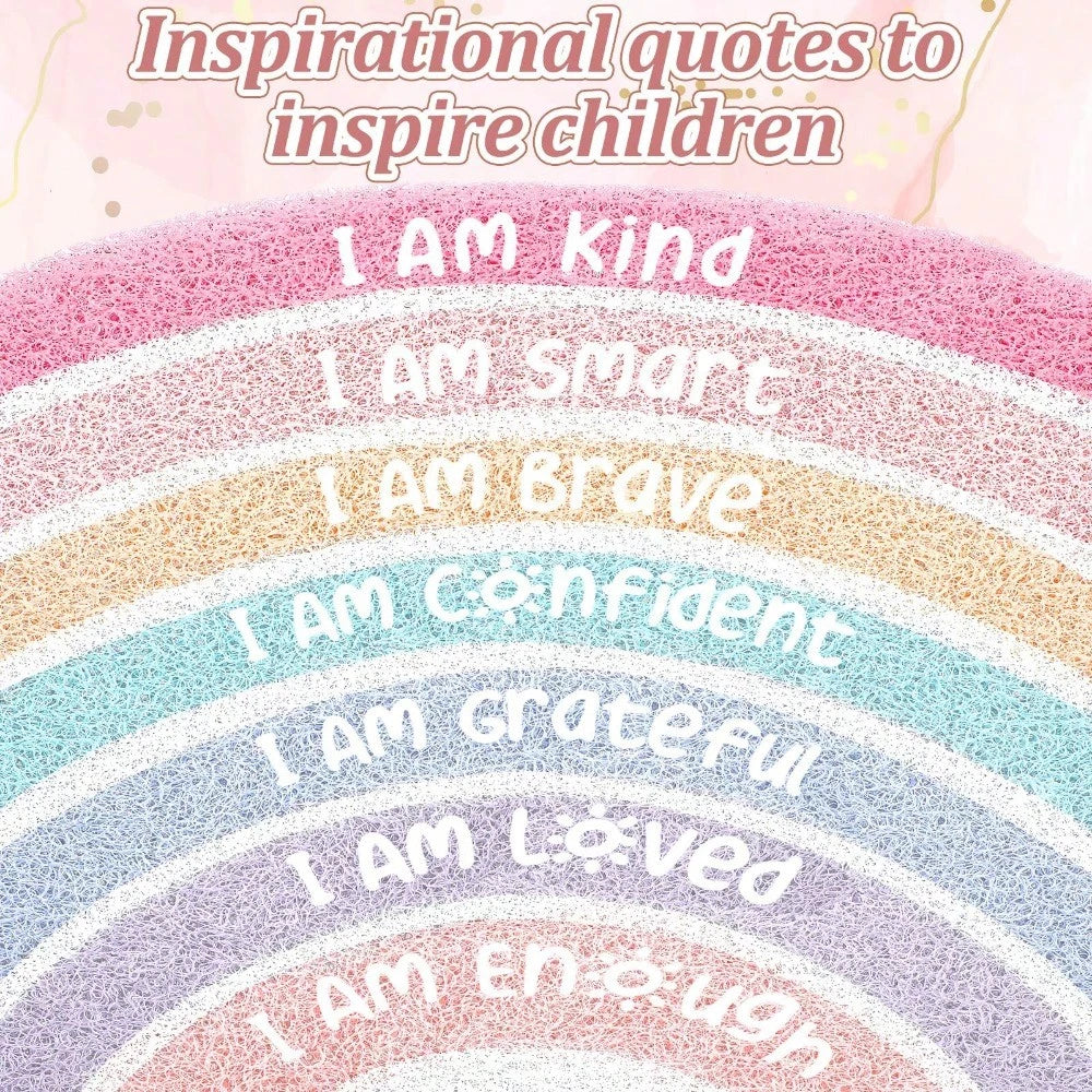 1PC Rainbow Doormat, Welcome Doormat, Semi-Circular Rug Printed With Inspirational Quotes, Bohemian Style, Non-Slip And Stain-Resistant, Suitable For Children's Rooms And Classrooms (Neutral Color). C