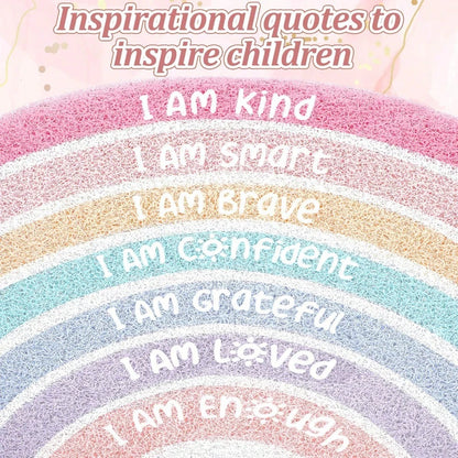 1PC Rainbow Doormat, Welcome Doormat, Semi-Circular Rug Printed With Inspirational Quotes, Bohemian Style, Non-Slip And Stain-Resistant, Suitable For Children's Rooms And Classrooms (Neutral Color). C