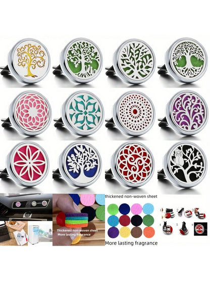 1pc Refillable Car Air Freshener Perfume Diffuser Clip, Auto Air Vent Car Interior Accessories, Car Aromatherapy Diffuser With 10pcs Pads