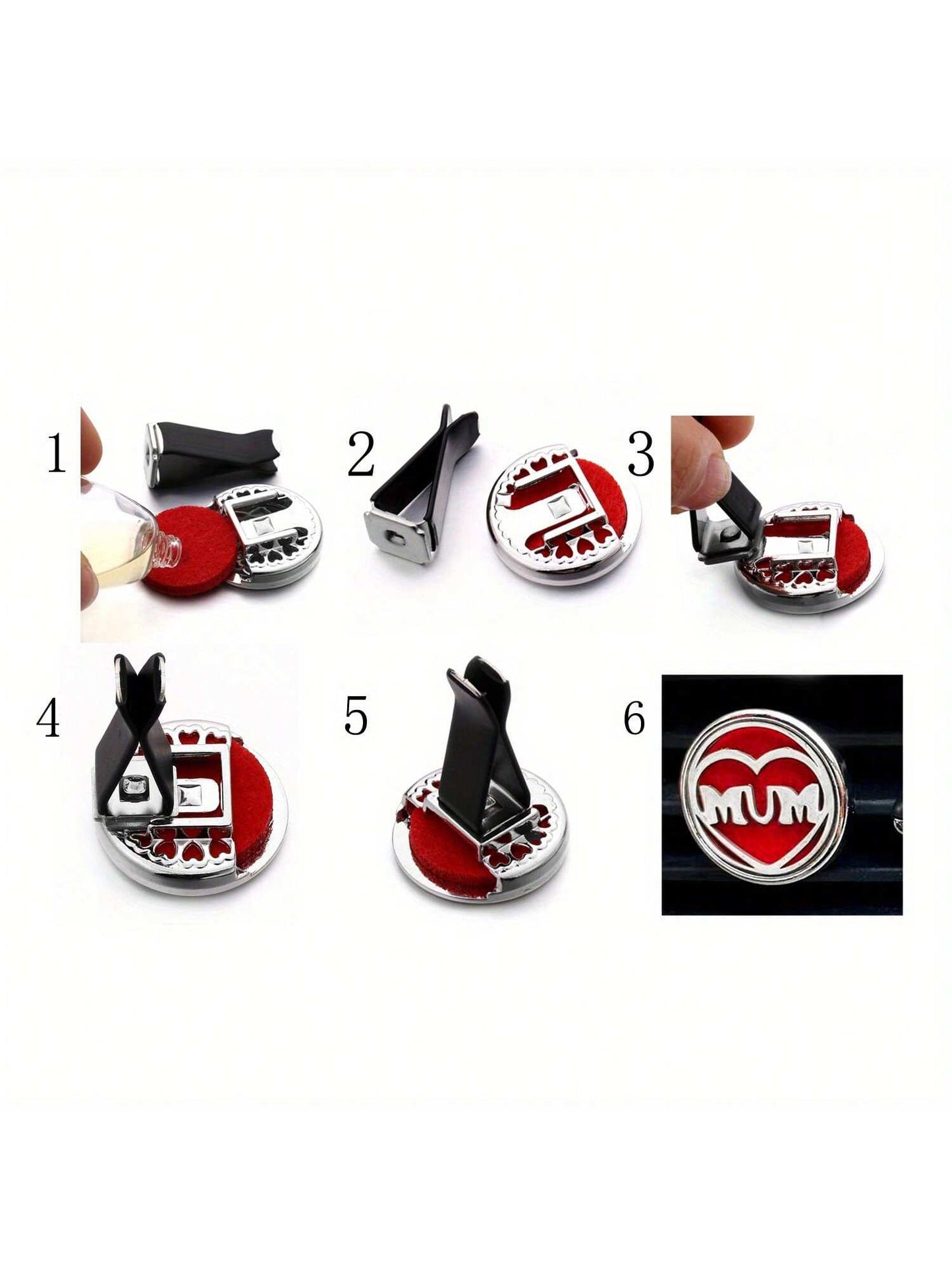 1pc Refillable Car Air Freshener Perfume Diffuser Clip, Auto Air Vent Car Interior Accessories, Car Aromatherapy Diffuser With 10pcs Pads