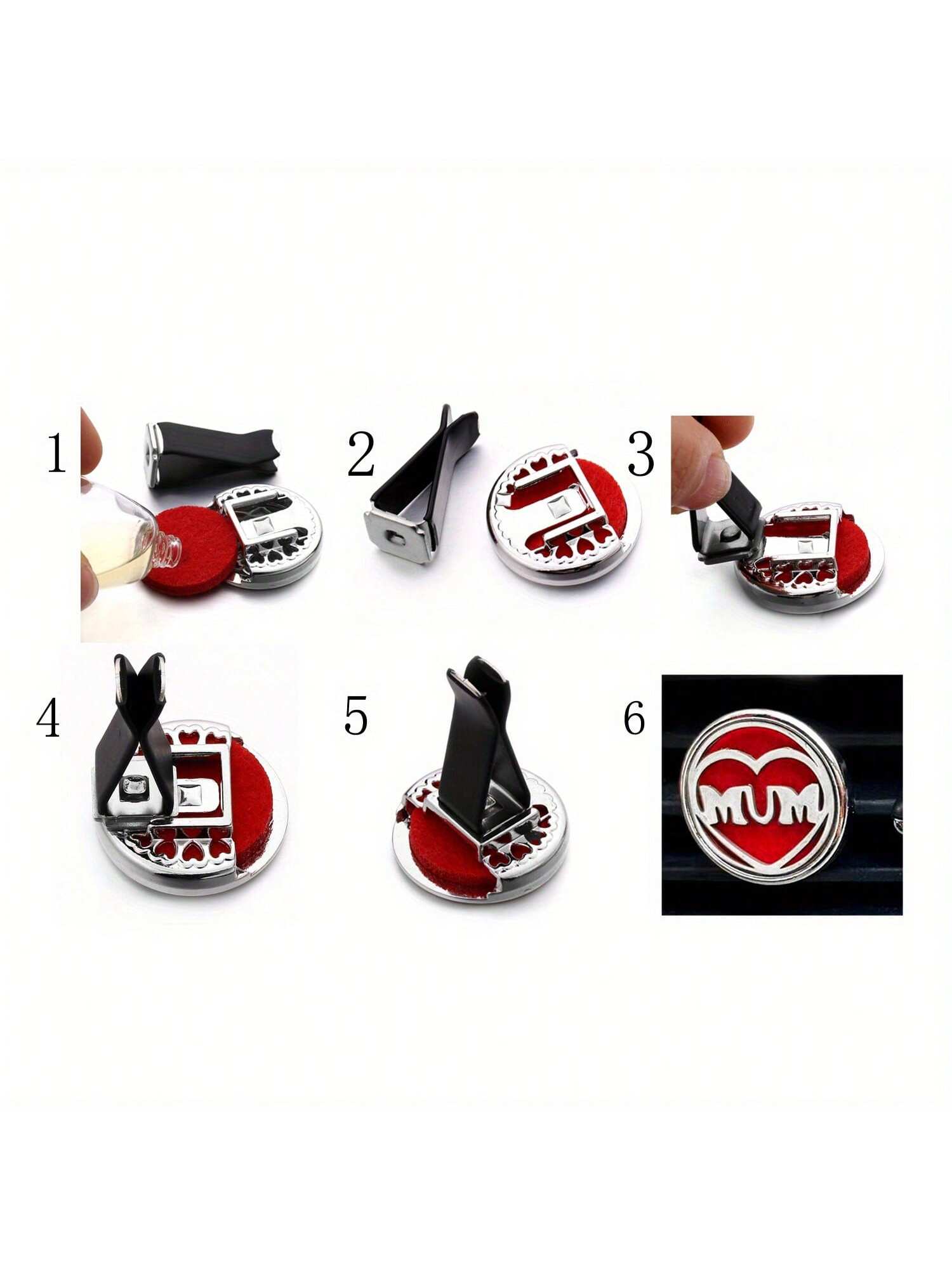 1pc Refillable Car Air Freshener Perfume Diffuser Clip, Auto Air Vent Car Interior Accessories, Car Aromatherapy Diffuser With 10pcs Pads