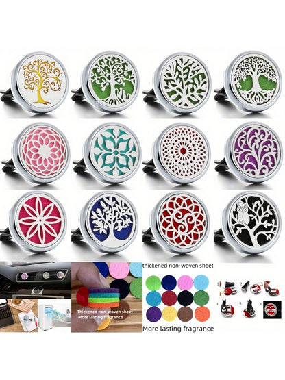 1pc Refillable Car Air Freshener Perfume Diffuser Clip, Auto Air Vent Car Interior Accessories, Car Aromatherapy Diffuser With 10pcs Pads