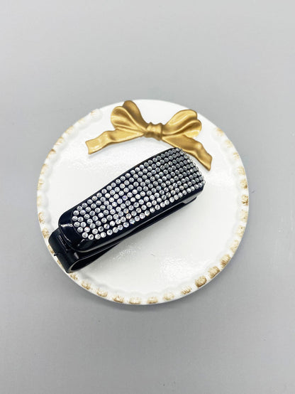 1pc Rhinestone Decor Car Sun Visor Glasses Holder