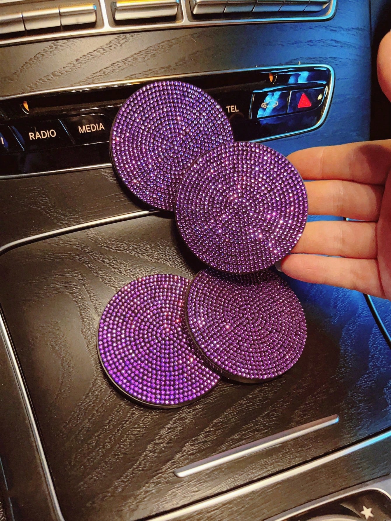 1pc Rhinestone Decor PVC Car Coaster
