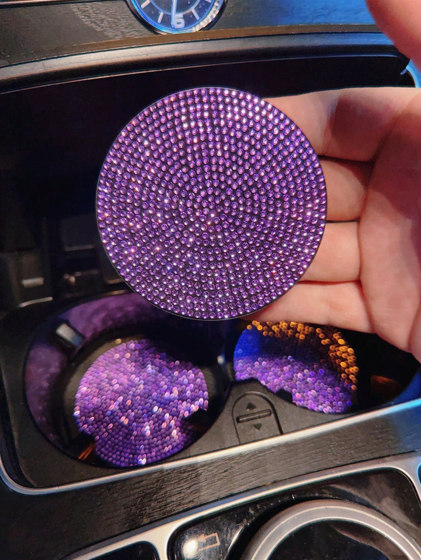1pc Rhinestone Decor PVC Car Coaster