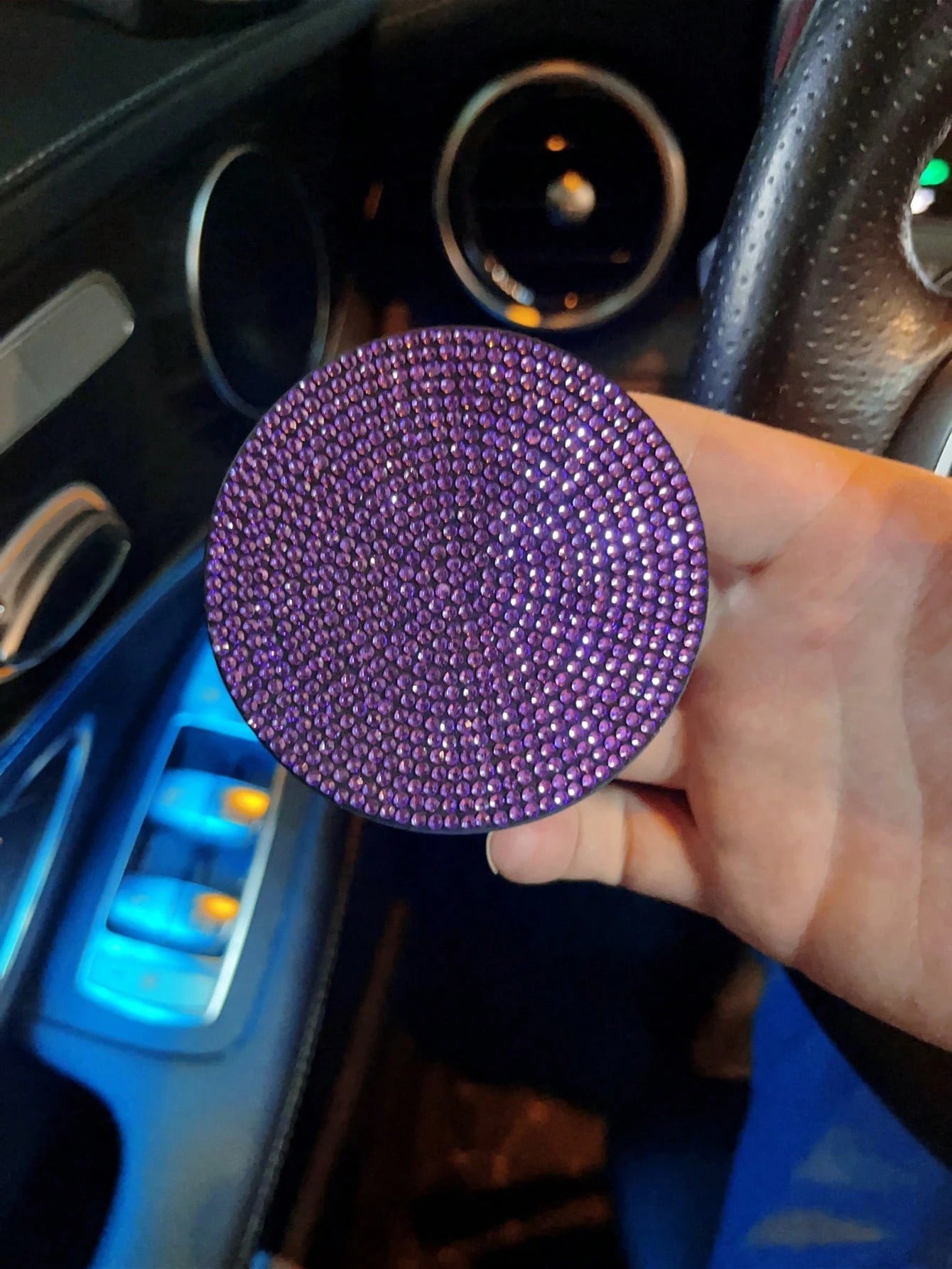 1pc Rhinestone Decor PVC Car Coaster
