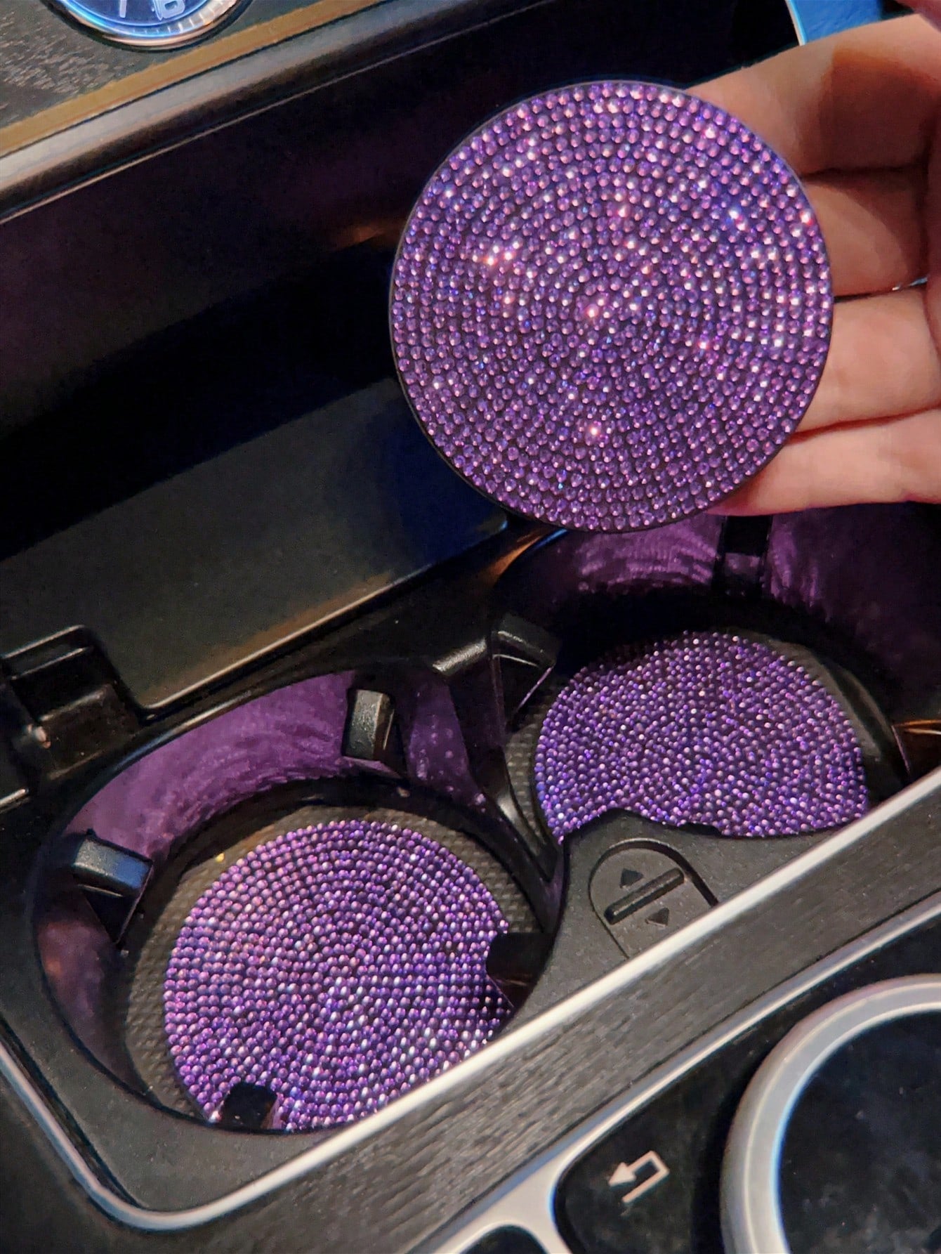 1pc Rhinestone Decor PVC Car Coaster