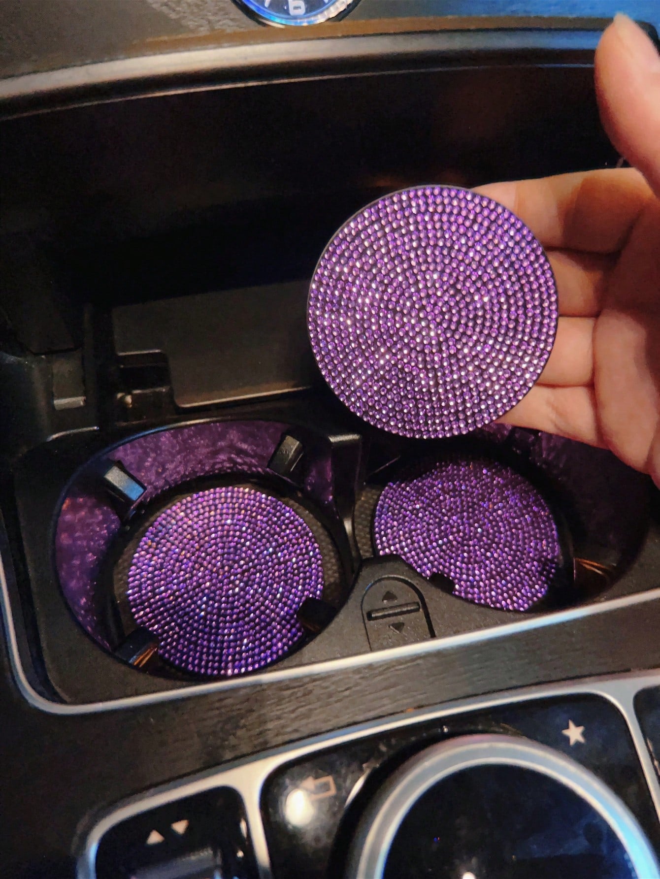 1pc Rhinestone Decor PVC Car Coaster