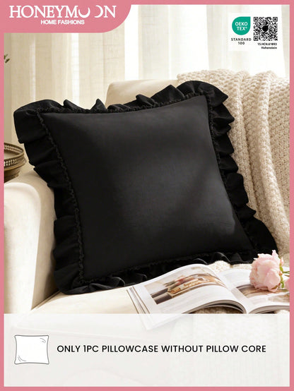 1pc Romantic French Style Ruffle Quilted Envelope Pillow Case (Insert Not Included), Fashionable Decorative Throw Pillow Cover For Bedroom/Dorm/Sofa/Bench, Gift For Partner And Friends, Machine Washab