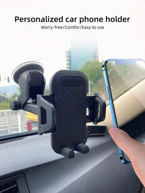 1pc Rotatable Suction Cup Car Phone Holder, Windshield/Dashboard Mount Compatible With IPhone/Android, Washable & Reusable
