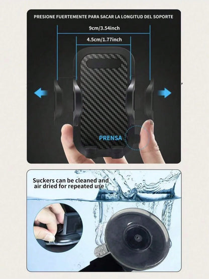 1pc Rotatable Suction Cup Car Phone Holder, Windshield/Dashboard Mount Compatible With IPhone/Android, Washable & Reusable