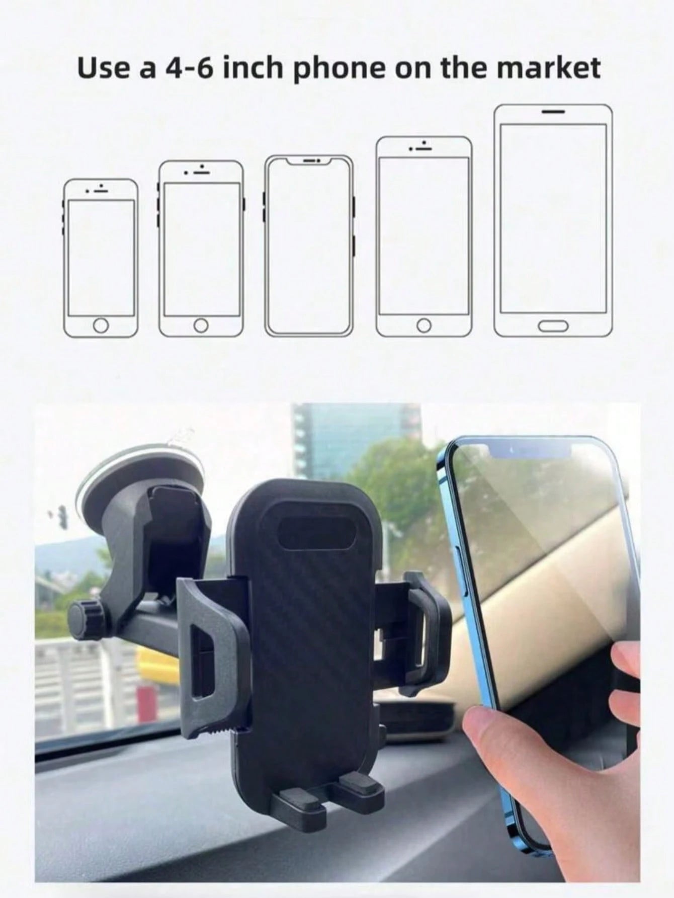 1pc Rotatable Suction Cup Car Phone Holder, Windshield/Dashboard Mount Compatible With IPhone/Android, Washable & Reusable