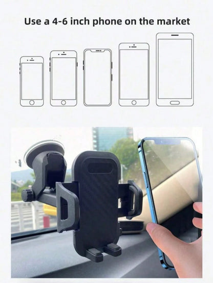 1pc Rotatable Suction Cup Car Phone Holder, Windshield/Dashboard Mount Compatible With IPhone/Android, Washable & Reusable