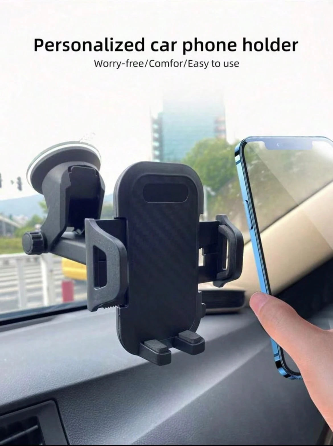1pc Rotatable Suction Cup Car Phone Holder, Windshield/Dashboard Mount Compatible With IPhone/Android, Washable & Reusable
