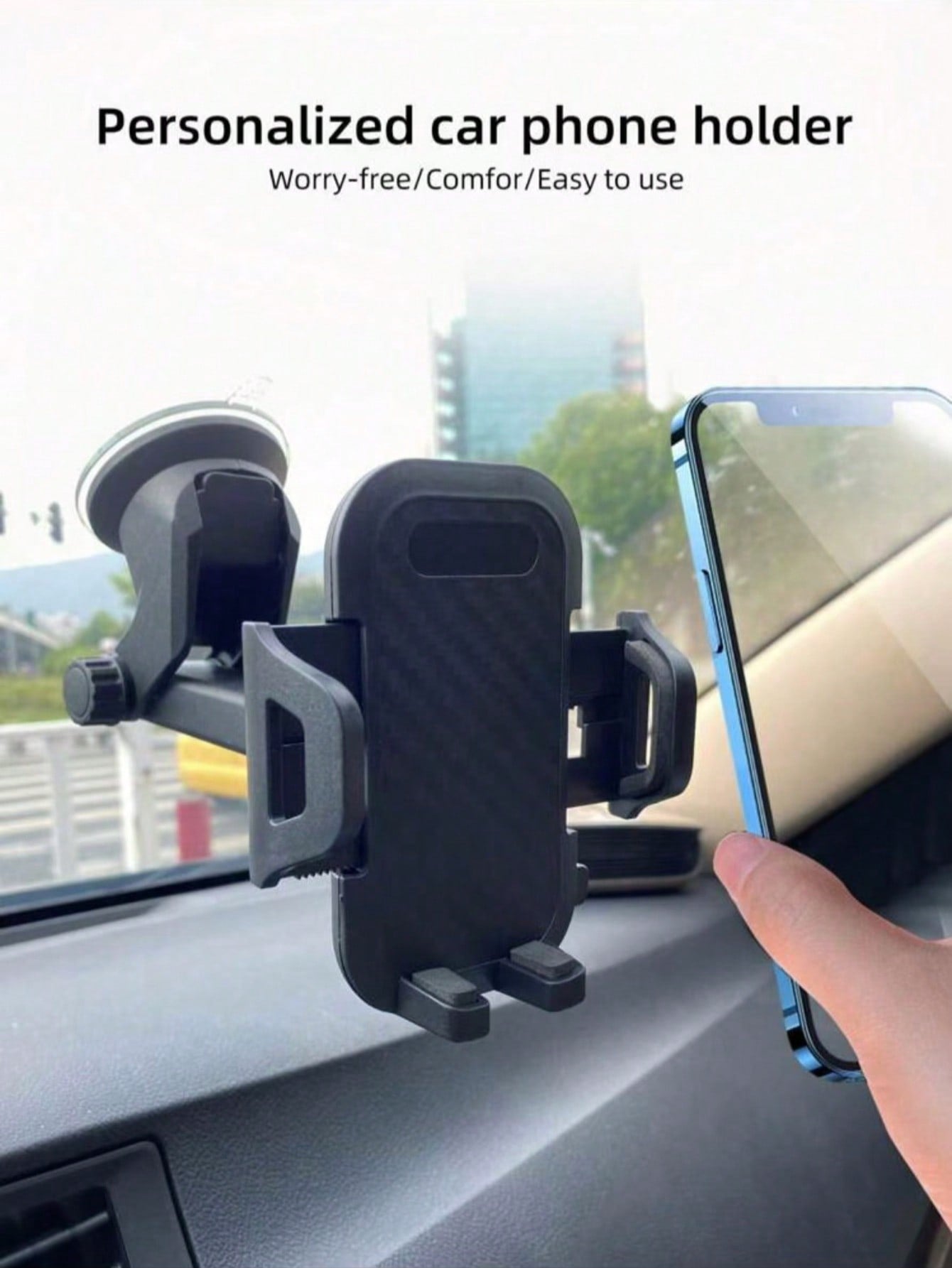 1pc Rotatable Suction Cup Car Phone Holder, Windshield/Dashboard Mount Compatible With IPhone/Android, Washable & Reusable