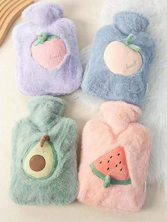 1pc Rubber Hot Bottle With Kawaii Plush Soft Cover, 500ml/1L Cute Hot Bag Pain Relief, Warm Therapy Back, Neck, Feet, And Menstrual Cramps