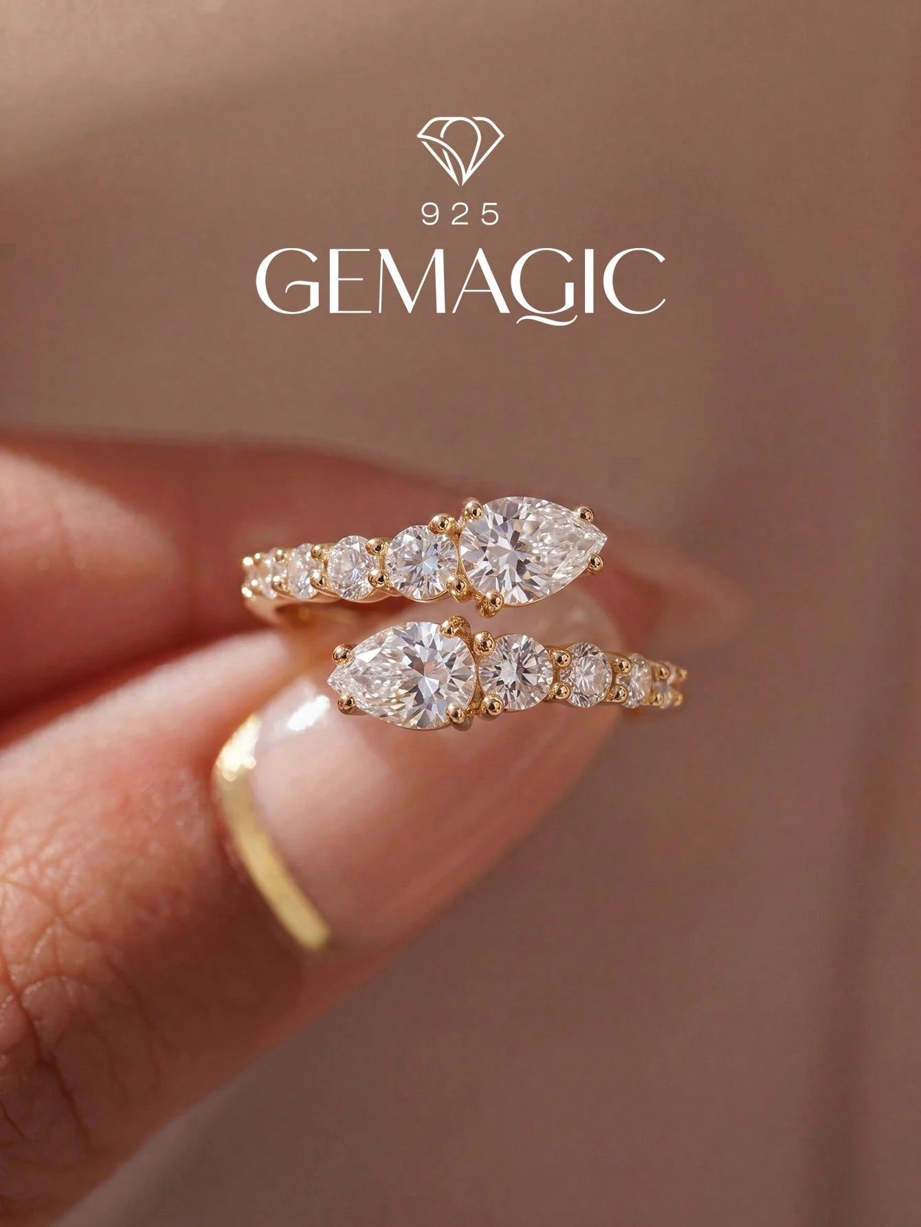 1pc S925 Sterling Silver Pear-Shaped Open Ring, Elegant Luxurious Romantic Ladies Ring, Exquisite Unique Design, Adjustable Size, Suitable For Balls, Parties And Other Occasions, Delicate Jewelry Gift