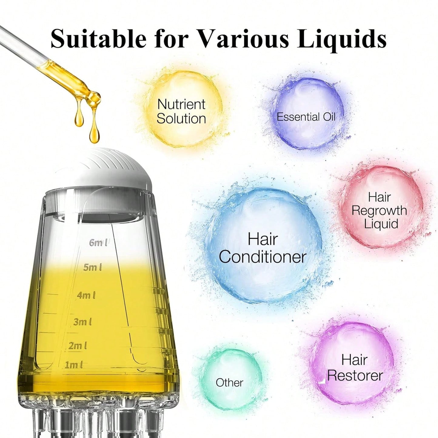 1pc Scalp Oil Massage Brush, Multi-Functional Hair Serum Applicator Bottle With Roller Ball, Precision Teeth For Applying Liquid (6ml Capacity), Suitable For Hair Growth Essence, Oil And Treatment Pro