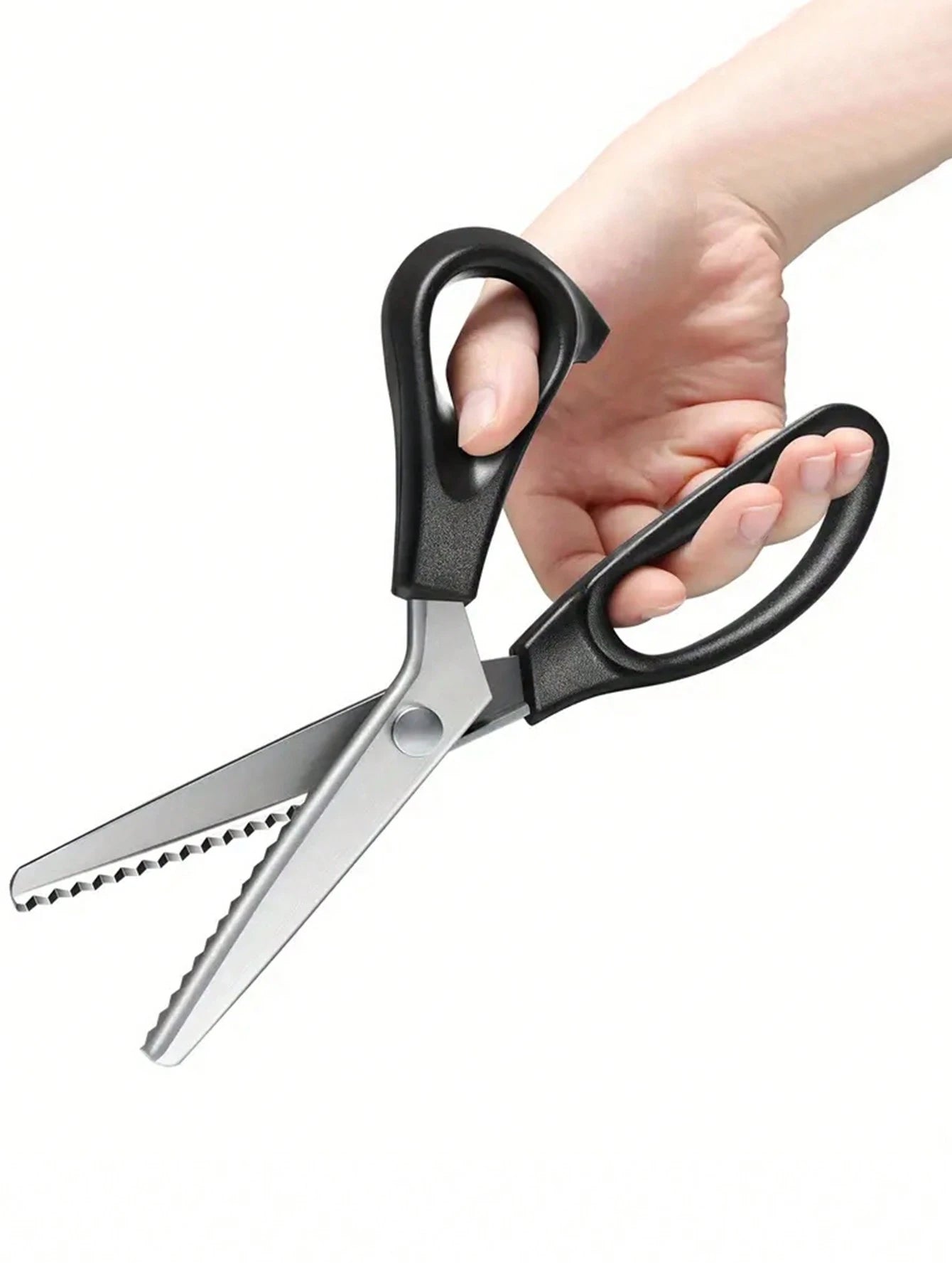 1pc Sewing Scissors With Zigzag Teeth To Cut Fabric In Triangle And Scrapbook Edge, With Round Arc & Wavy Edge Blade For Diy Handwork