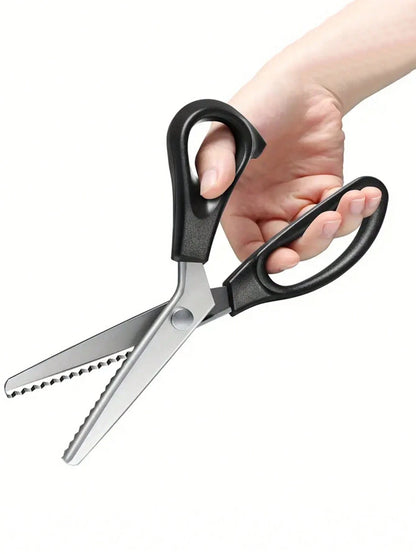 1pc Sewing Scissors With Zigzag Teeth To Cut Fabric In Triangle And Scrapbook Edge, With Round Arc & Wavy Edge Blade For Diy Handwork
