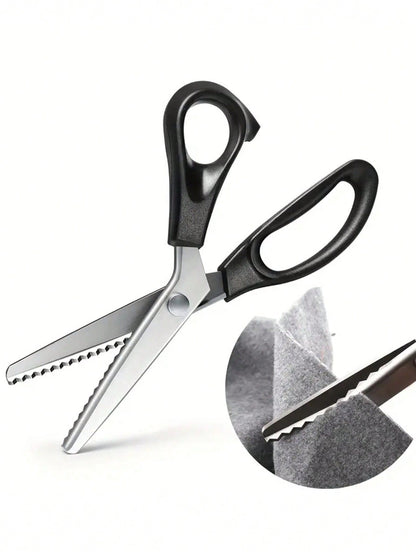 1pc Sewing Scissors With Zigzag Teeth To Cut Fabric In Triangle And Scrapbook Edge, With Round Arc & Wavy Edge Blade For Diy Handwork
