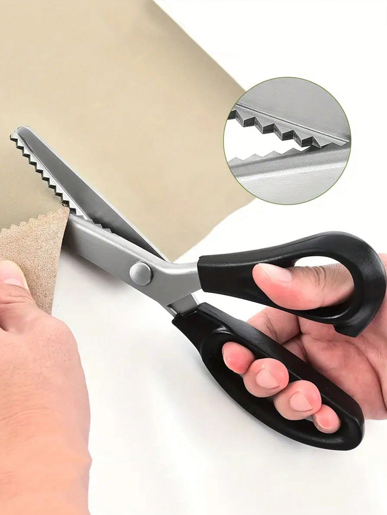 1pc Sewing Scissors With Zigzag Teeth To Cut Fabric In Triangle And Scrapbook Edge, With Round Arc & Wavy Edge Blade For Diy Handwork