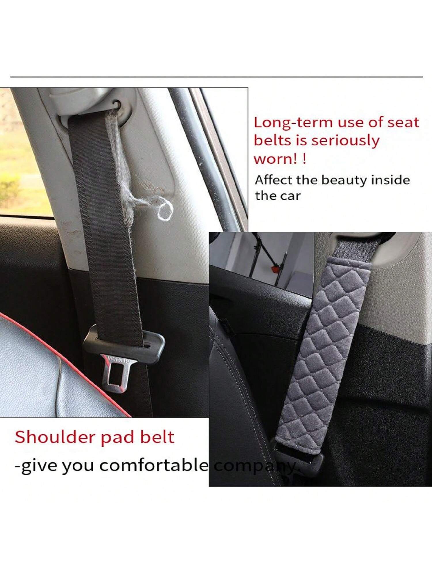 1pc Short Plush Embroidered Rhombus Design Car Shoulder Pad, Warm & Comfortable,Car Accessories
