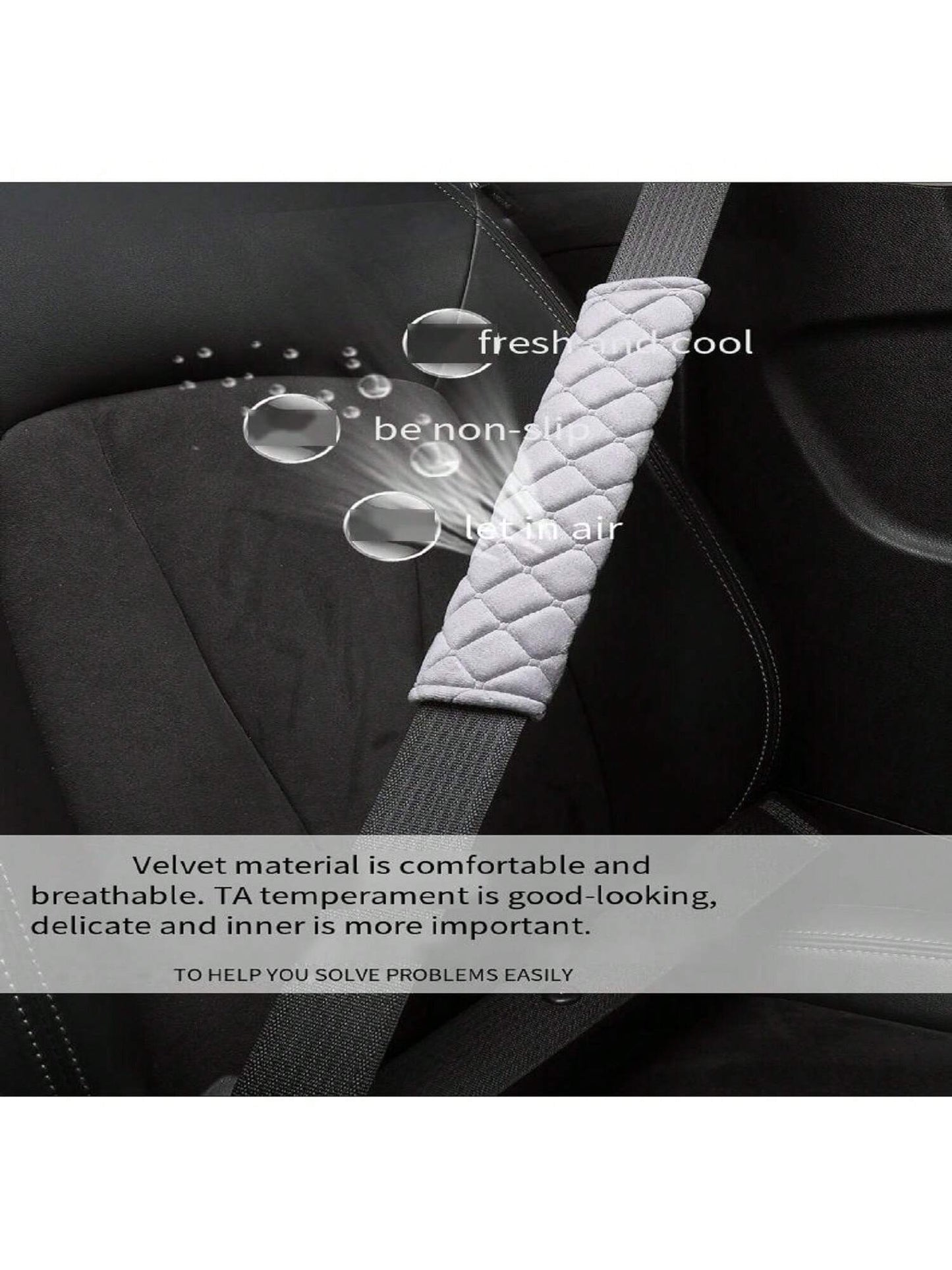 1pc Short Plush Embroidered Rhombus Design Car Shoulder Pad, Warm & Comfortable,Car Accessories