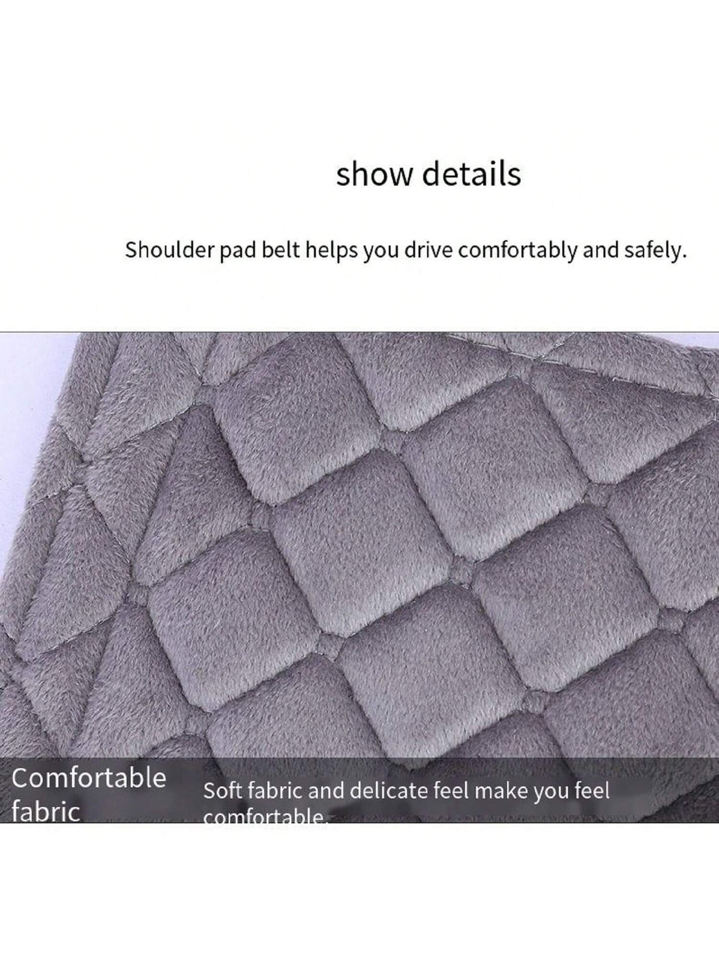 1pc Short Plush Embroidered Rhombus Design Car Shoulder Pad, Warm & Comfortable,Car Accessories