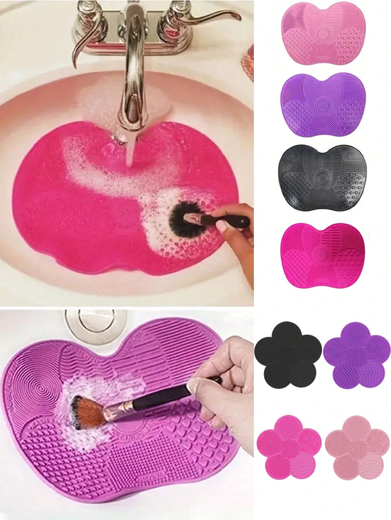 1pc Silicone Apple Scrub Pad With Suction Cup Silicone Scrub Pad Beauty Tool Scrub Pad Makeup Brush Cleaning Pad,Giveaways