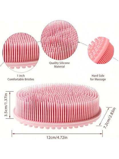 1pc Silicone Cleaning Brush, Suitable For Shower, Silicone Shampoo & Body Wash Brush, Double-Sided Friction Bath Brush, Massage Bath Brush, Bathroom Cleaning Tool, Storage Bag, Organizer Bag, Hair Cli