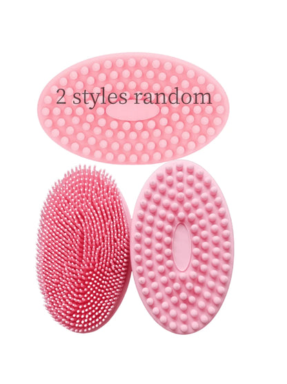 1pc Silicone Cleaning Brush, Suitable For Shower, Silicone Shampoo & Body Wash Brush, Double-Sided Friction Bath Brush, Massage Bath Brush, Bathroom Cleaning Tool, Storage Bag, Organizer Bag, Hair Cli