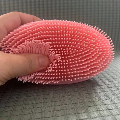 1pc Silicone Cleaning Brush, Suitable For Shower, Silicone Shampoo & Body Wash Brush, Double-Sided Friction Bath Brush, Massage Bath Brush, Bathroom Cleaning Tool, Storage Bag, Organizer Bag, Hair Cli