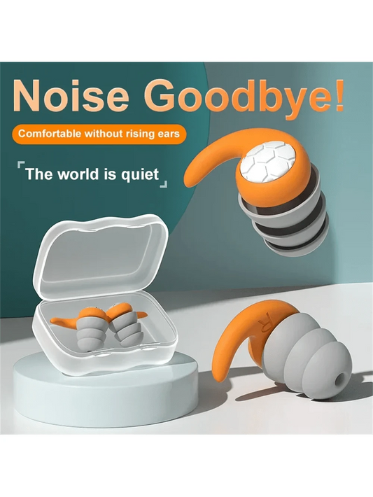 1pc Silicone Noise-Reducing Earplugs With Storage Box, 3-Layer Silent Earplugs For Noise Reduction, Sleep, Swimming, And Waterproofing