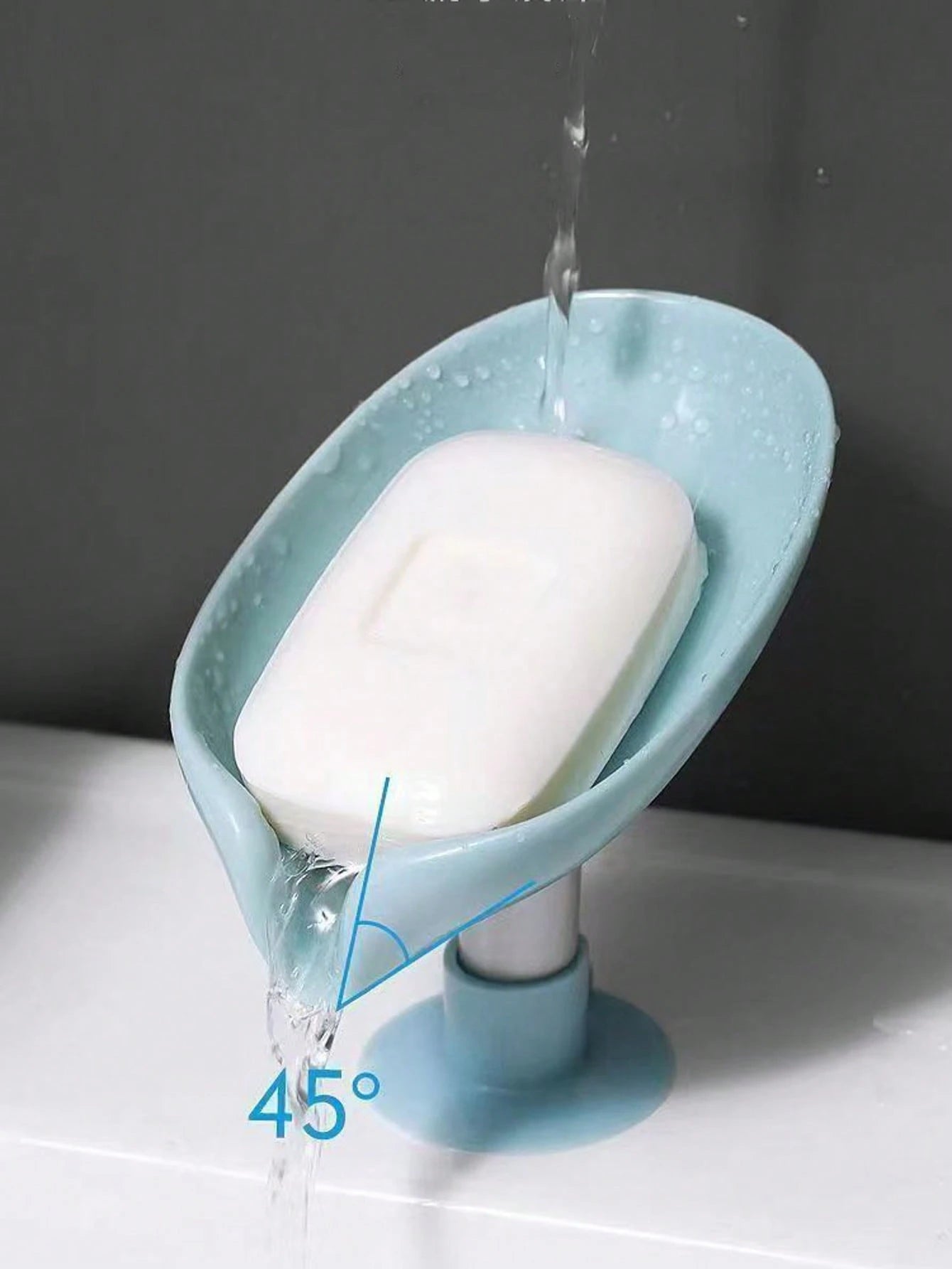 1pc Simple Grey Punch Free Soap Dish, Plain Soap Holder For Bathroom,Soap Box Cleaning Brush Rack, Suction Cup Countertop Storage Rack, No-Hole Creative Drainage Rack, Can Place Soap, Cleaning Brush
