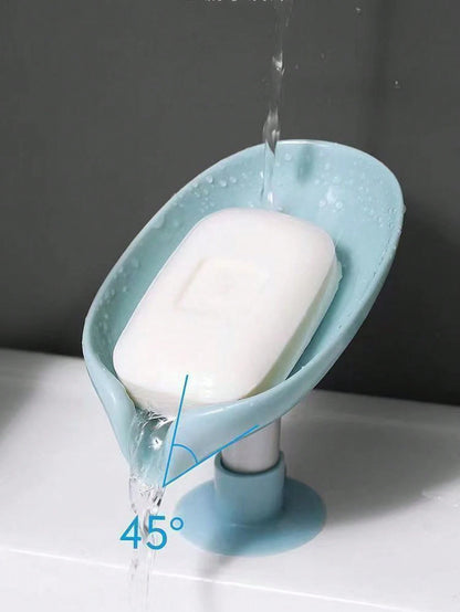 1pc Simple Grey Punch Free Soap Dish, Plain Soap Holder For Bathroom,Soap Box Cleaning Brush Rack, Suction Cup Countertop Storage Rack, No-Hole Creative Drainage Rack, Can Place Soap, Cleaning Brush