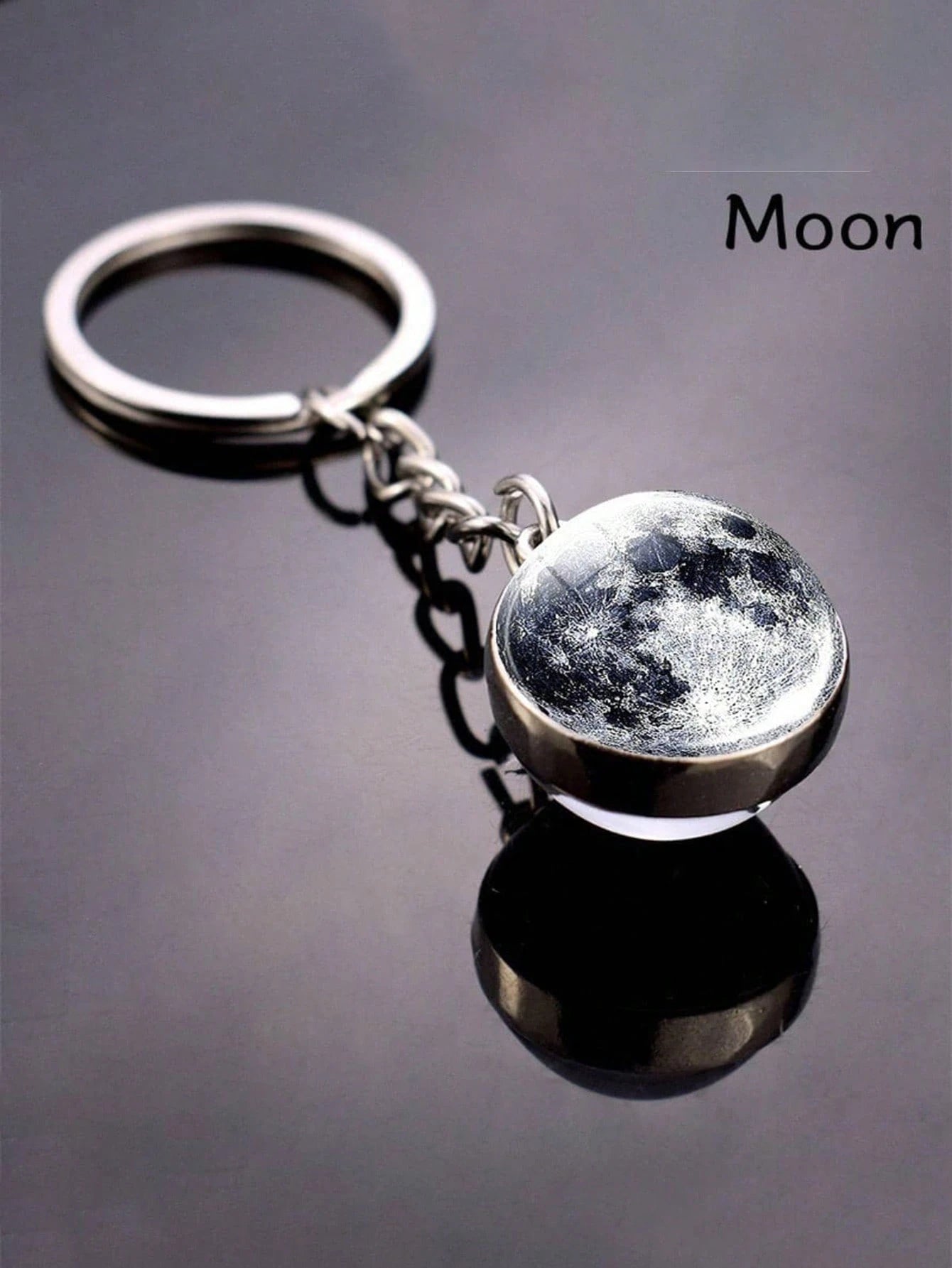 1pc Solar System Planet Keychain, Moon, Mercury, Mars Double-Sided Glass Ball Fashionable Galaxy Nebula Keychain Pendant, Suitable For Back To School Supplies, Keychain Lanyard, Thank You Gift, Teache