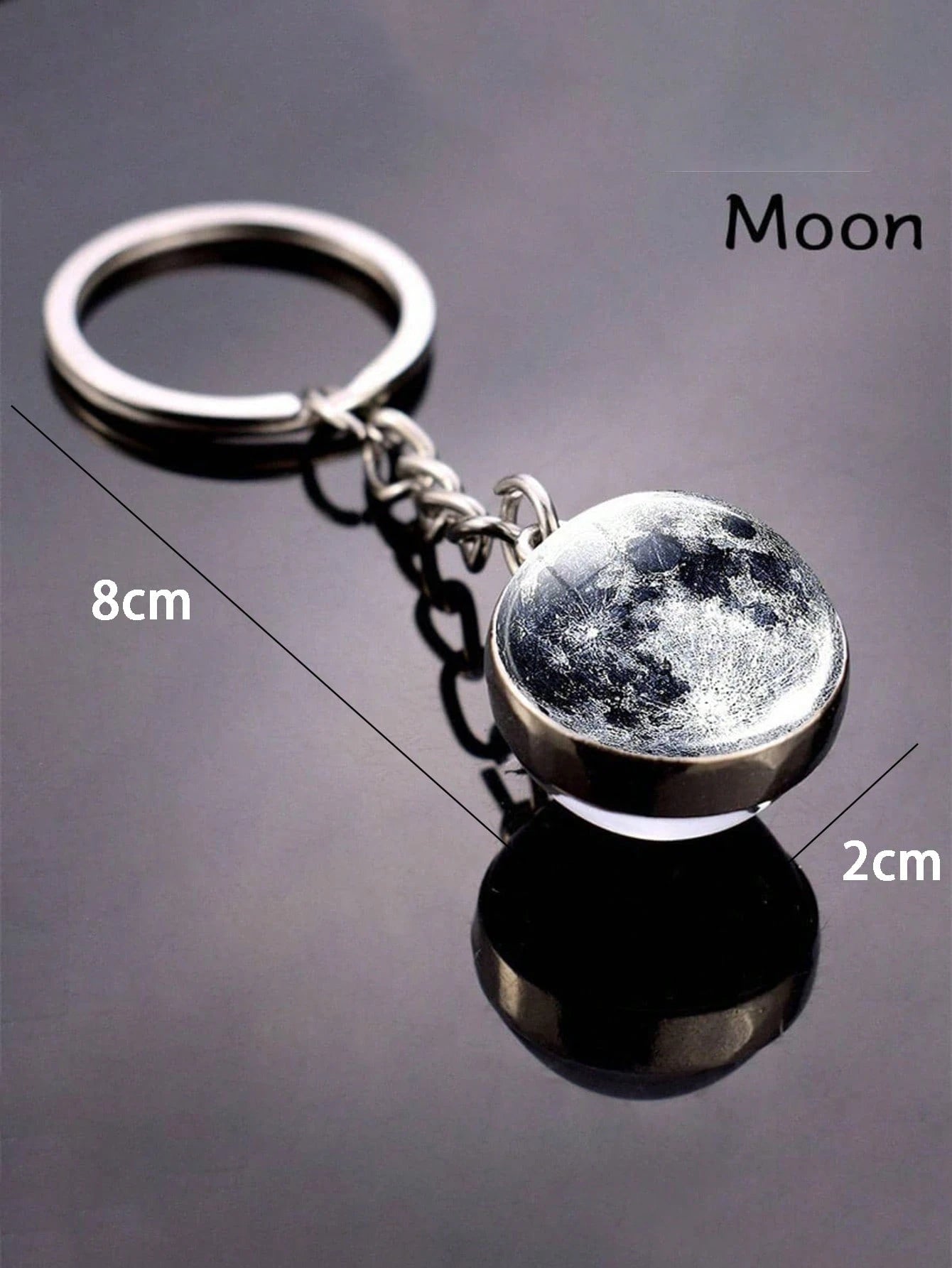 1pc Solar System Planet Keychain, Moon, Mercury, Mars Double-Sided Glass Ball Fashionable Galaxy Nebula Keychain Pendant, Suitable For Back To School Supplies, Keychain Lanyard, Thank You Gift, Teache