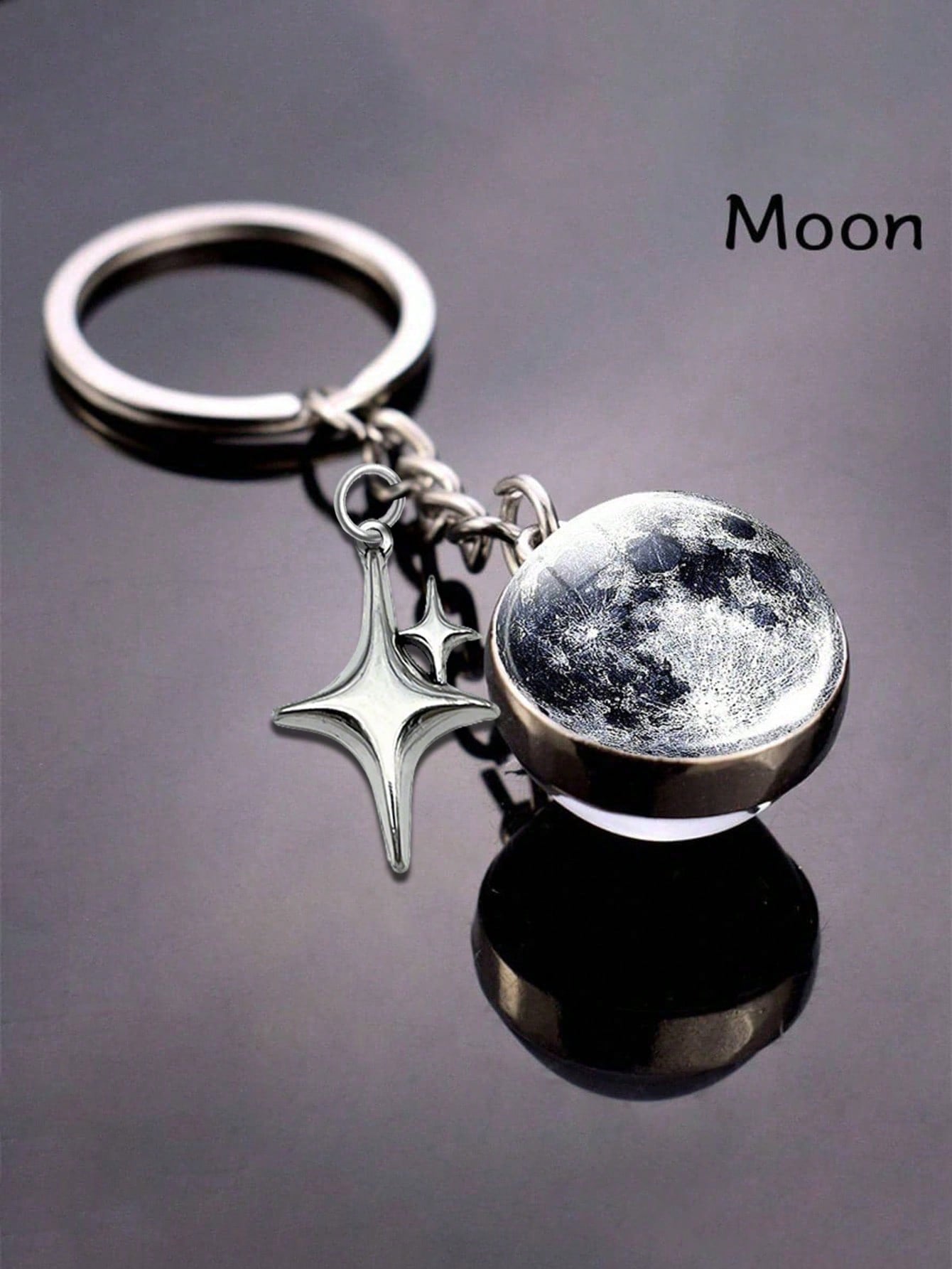 1pc Solar System Planet Keychain, Moon, Mercury, Mars Double-Sided Glass Ball Fashionable Galaxy Nebula Keychain Pendant, Suitable For Back To School Supplies, Keychain Lanyard, Thank You Gift, Teache