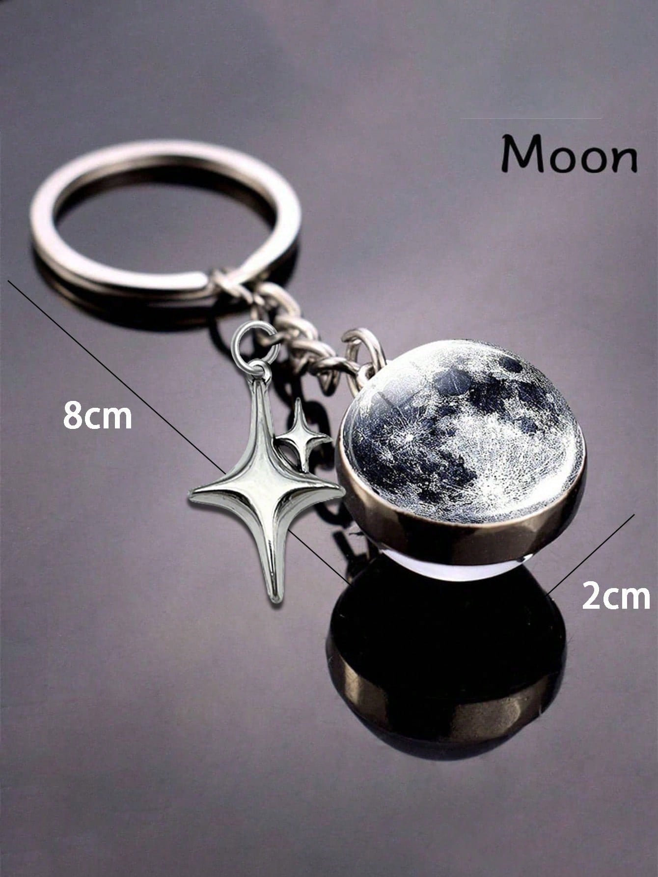 1pc Solar System Planet Keychain, Moon, Mercury, Mars Double-Sided Glass Ball Fashionable Galaxy Nebula Keychain Pendant, Suitable For Back To School Supplies, Keychain Lanyard, Thank You Gift, Teache