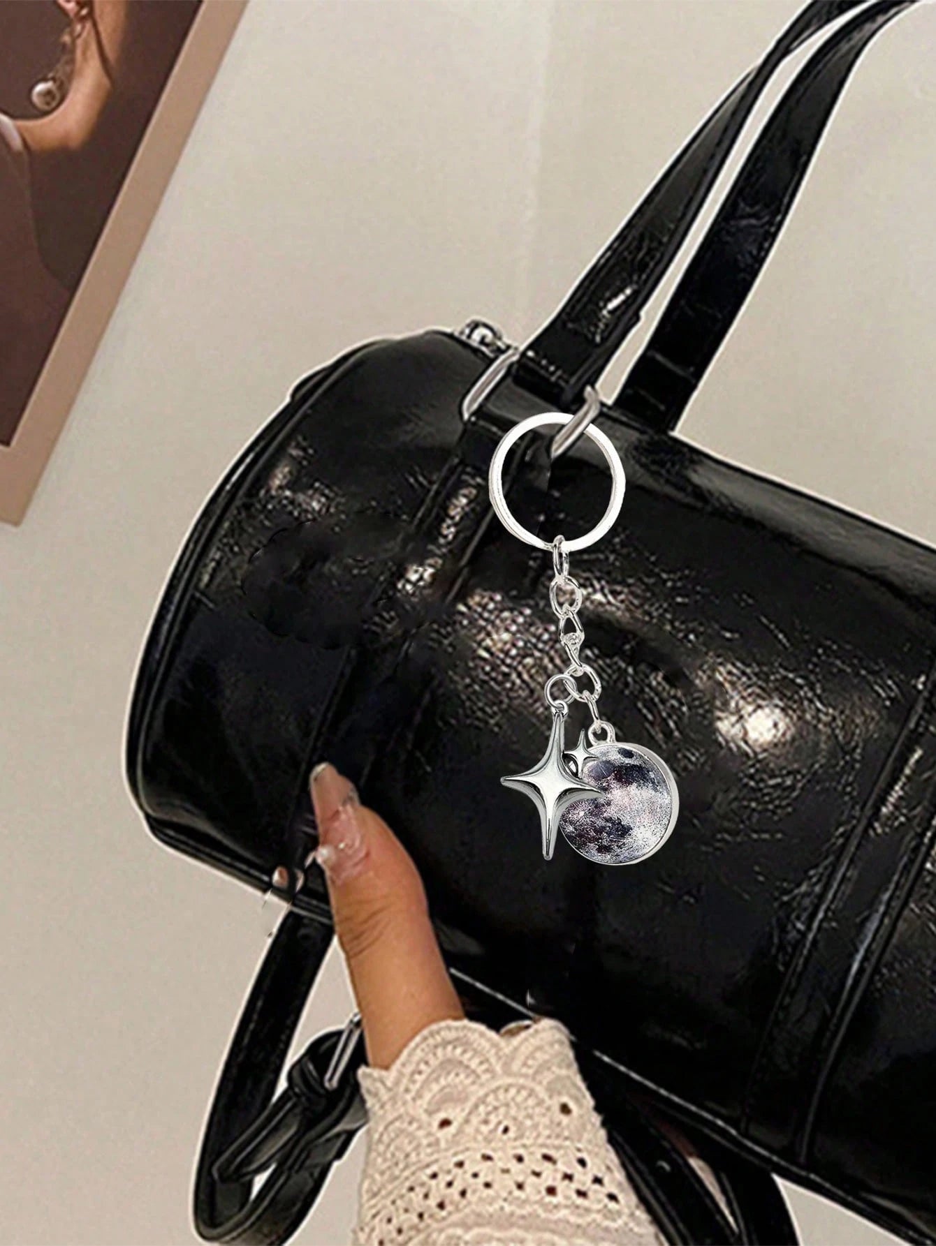 1pc Solar System Planet Keychain, Moon, Mercury, Mars Double-Sided Glass Ball Fashionable Galaxy Nebula Keychain Pendant, Suitable For Back To School Supplies, Keychain Lanyard, Thank You Gift, Teache