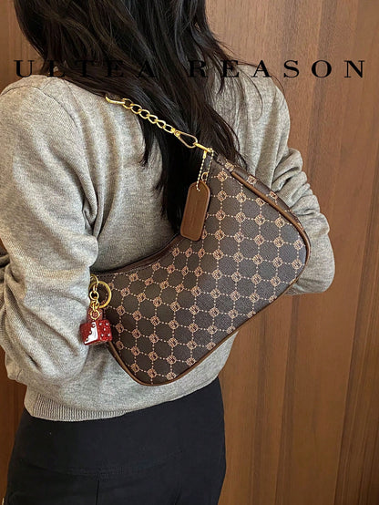 1pc Solid Color PU Leather New Women's Backpack, One Shoulder Bag, Crossbody Bag, Fashion Crescent-Shaped Handbag, Suitable For Commuting, Shopping, Dating