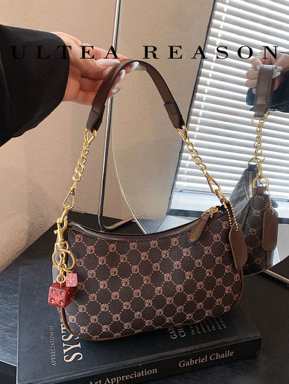 1pc Solid Color PU Leather New Women's Backpack, One Shoulder Bag, Crossbody Bag, Fashion Crescent-Shaped Handbag, Suitable For Commuting, Shopping, Dating